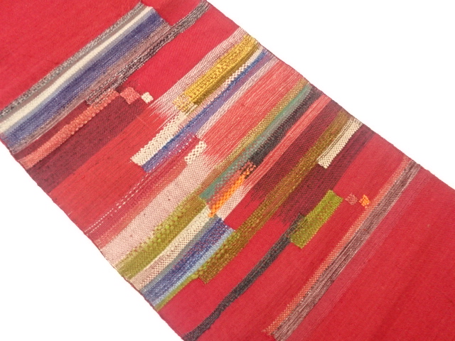 JAPANESE NAGOYA OBI / MAWATA TSUMUGI / WOVEN ABSTRACT STRIPE